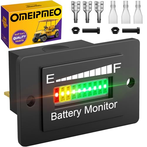 OMEIPMEO 12V 24V 36V 48V 60V 72V LED Battery Monitor Meter, Golf Cart Battery Voltage Level...