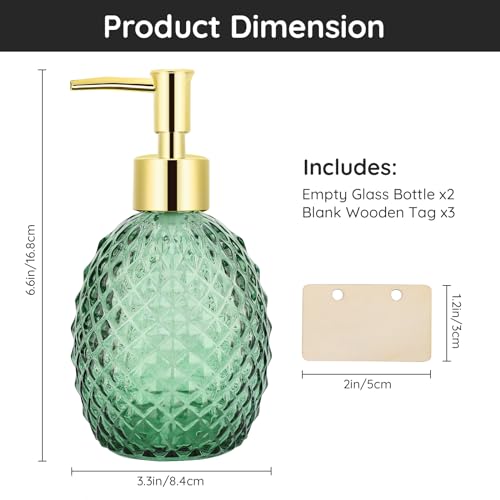 Image of Segbeauty Vintage Soap Dispenser, 2 Packs 12.8oz Modern Home Decor Glass Pump Bottle Refillable, 380ml Empty Shower Bottles Bathroom Soap Dispenser Set Dish and Hand Soap Dispenser for Kitchen