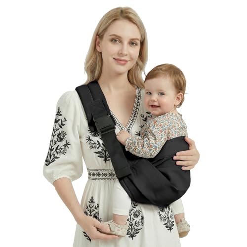 Shiaon Baby Sling Carrier, Adjustable Baby Carrier Newborn to Toddler Carrier for 7-30lbs, Toddler Sling Carriers, Toddlers Hip Carriers, Black