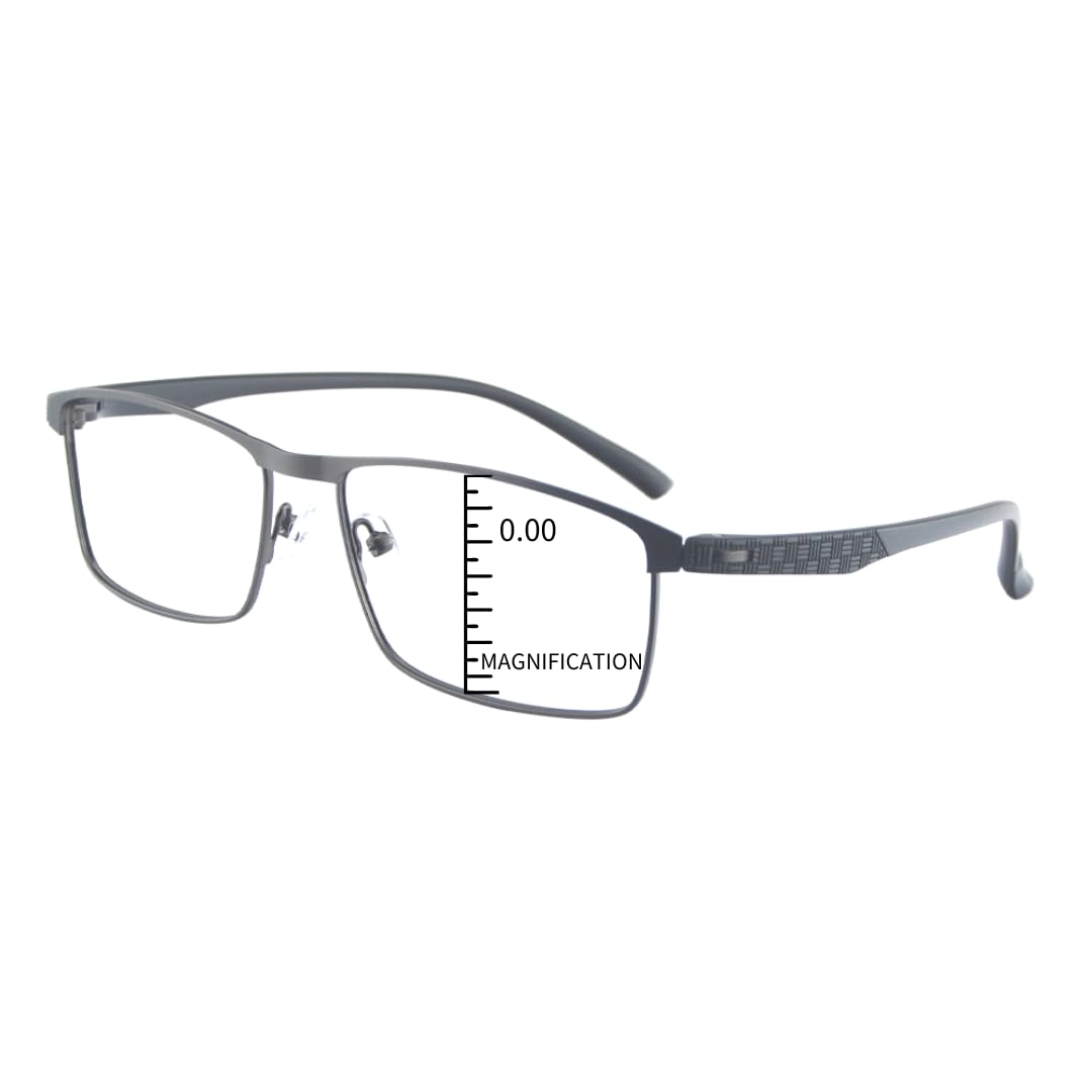 ProEyes Bootes,Progressive Multifocal Blue Light Blocking Lightweight Readers, Anti-Reflective Resin Lens, 0 Power on Top Lens (Gun, 1.75 x)