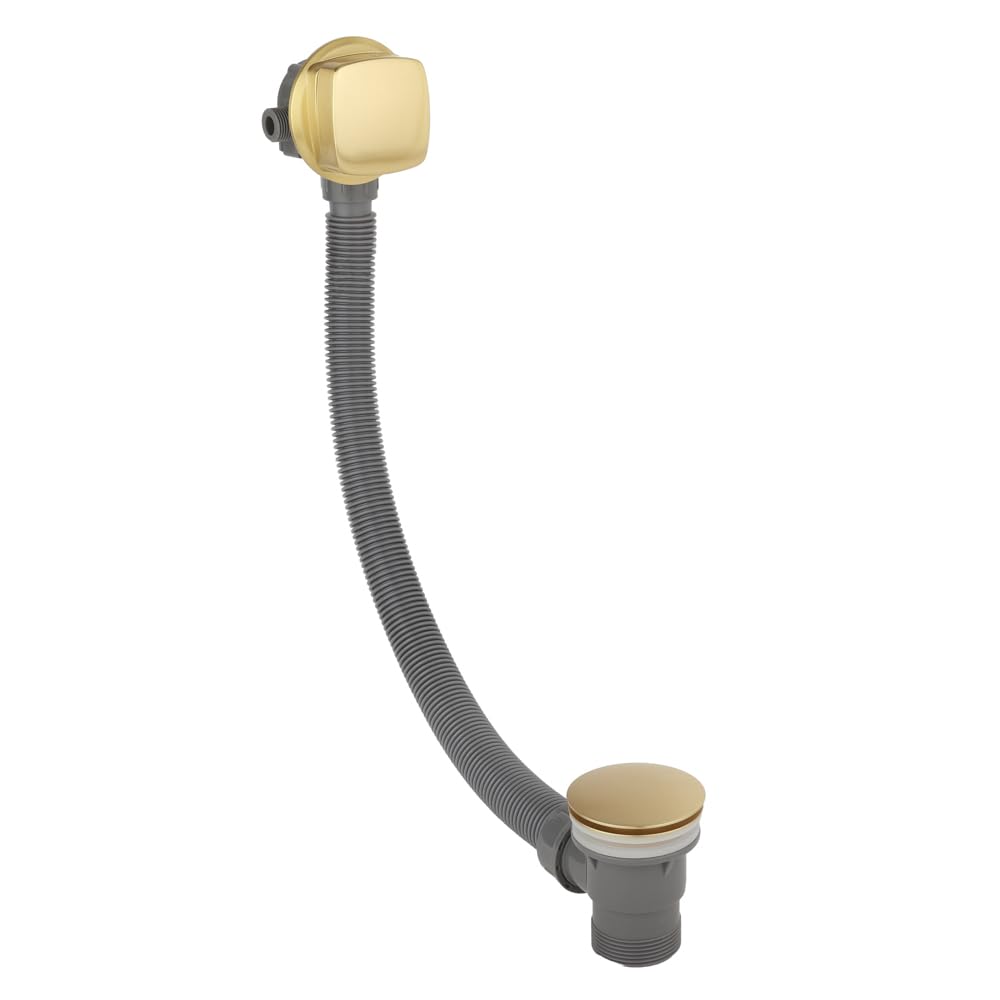 Milano Lyra Overflow Bath Filler Tap And Pop Up Click Clack Waste - Brushed Brass
