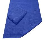 Avalon Towels Blue Bath Mat - 100% Cotton Set of 2 Absorbent Bathmat - Bathroom Mats Quick Dry Bath Mats for Bathrooms (22x34 Inches)
