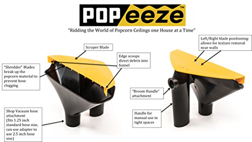 Pop Eeze Popeeze Popcorn Ceiling Scraper Vacuum Attachment Tool - Shop Vacuum Attachment For Removal And Repair Of Acoustic Texture Ceiling - Remover Of Ceiling Texture Without Bag Or Mess #TOP6