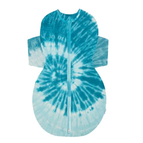 Image of Happiest Baby SNOO Sleep Sack - 100% Organic Cotton Baby Swaddle Blanket - Doctor Designed Promotes Healthy Hip Development (Tie Dye Blue, Large)