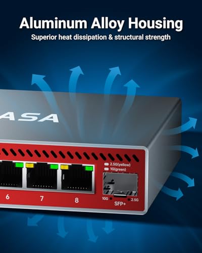 Image of 8-Port 2.5Gb Switch with 10Gb SFP+ Slot, Less Heat Unmanaged Multigig Ethernet Switch for NAS, Gaming, PC - Plug & Play, Silent Aluminum Housing, Professional Grade 2.5 Gigabit Network Switch