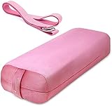 Sportneer Yoga Bolster Pillow and 8 Feet Yoga Strap, Yoga Pillow for Meditation and Support with Removable and Washable Cover Pink