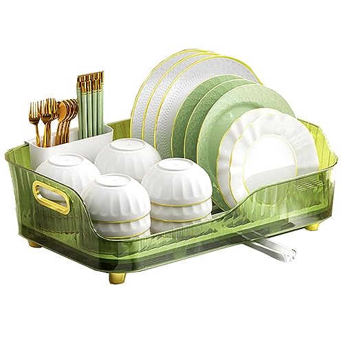 ASerZenith Kitchen Dish Drying Rack With Drainboard Utensil Holder And Large Storage Space Space Saver Over The Sink Dish Drainer For Kitchen Counter