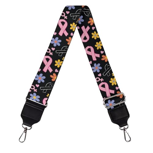 Image of GLENLCWE Breast Cancer Pink Ribbon Wide Shoulder Strap, Adjustable Replacement Belt for Crossbody Canvas Bag Handbag