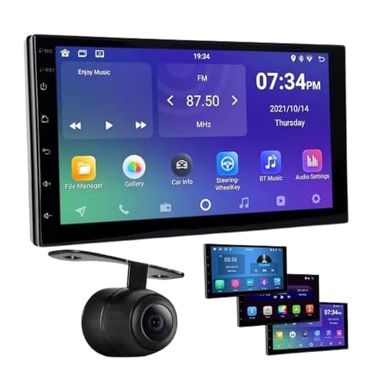 KIt Central Multimídia Automotivo 7 polegadas Full Touch Mp5 Universal CarPlay Android IOS Auto Espelhamento USB SD 4 X 60W com Camera de Ré (Kit com Câmera)