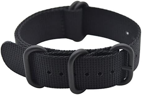 ArtStyle Watch Band with Ballistic Nylon Material Strap and High-End Black Buckle (Matte Finish Buckle) (Black, 22mm)