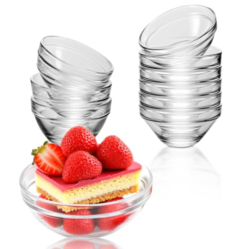 Jomdjmskes 10 Pcs Cuencos Aperitivos, Ø 7,5 cm Bol Cristal Redondo, 75 ml Cuencos Vidrio, Reutilizable Mini Tazones Salsa, Tazón Pequeño Salsas y Aperitivos, Tazón Especias, Lavavajillas, Microondas