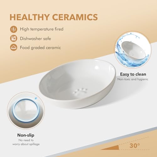Havniva Ceramic Cat Bowl Whisker Friendly 5.7” Cat Dishes Shallow Cat Food Bowl Anti-Slip Pet Water Bowls for Indoor Cats, Wide Cat Food Dish Prevent Whisker Fatigue (3 Pack) by Havniva - Image 3