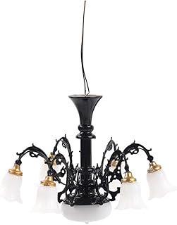 Housoutil Miniature Ceiling Lamp Dollhouse Chandelier Light Mini LED Pendant Light Model for Dollhouse Living Room Accessories