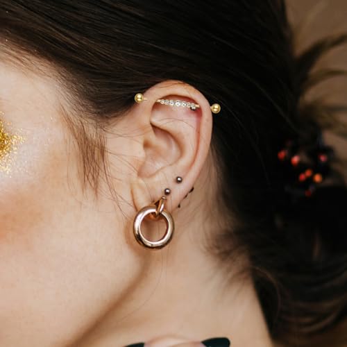 10Pcs 14G Industrial Piercing Jewelry Surgical Steel Industrial Barbell Earrings Cartilage Helix Piercing Earrings for Women Men4