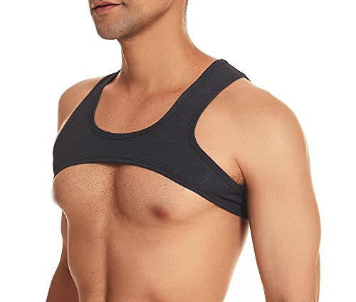 Men’s Lace Floral Muscle Half Tank Top Round Neck Undershirt Vest Tee T-Shirt for Fitness Gym S-XL3