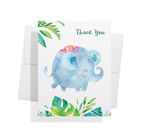 Image of Twigs Paper Baby Shower Thank You Cards, 12 Jungle Animal Note Cards