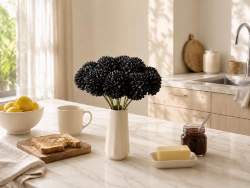 Image of Mandy's 12pcs Artificial Black Ball Chrysanthemum Flowers