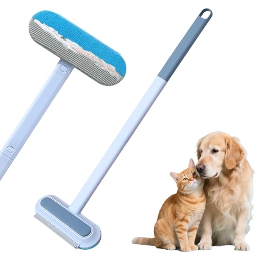3-in-1 Pet Hair Remover Brush, Reusable Lint Roller & Cleaning Comb for Dog & Cat Hair, Multi-Surface Tool for Furniture, Carpet, Car Seats & Clothes, Blue