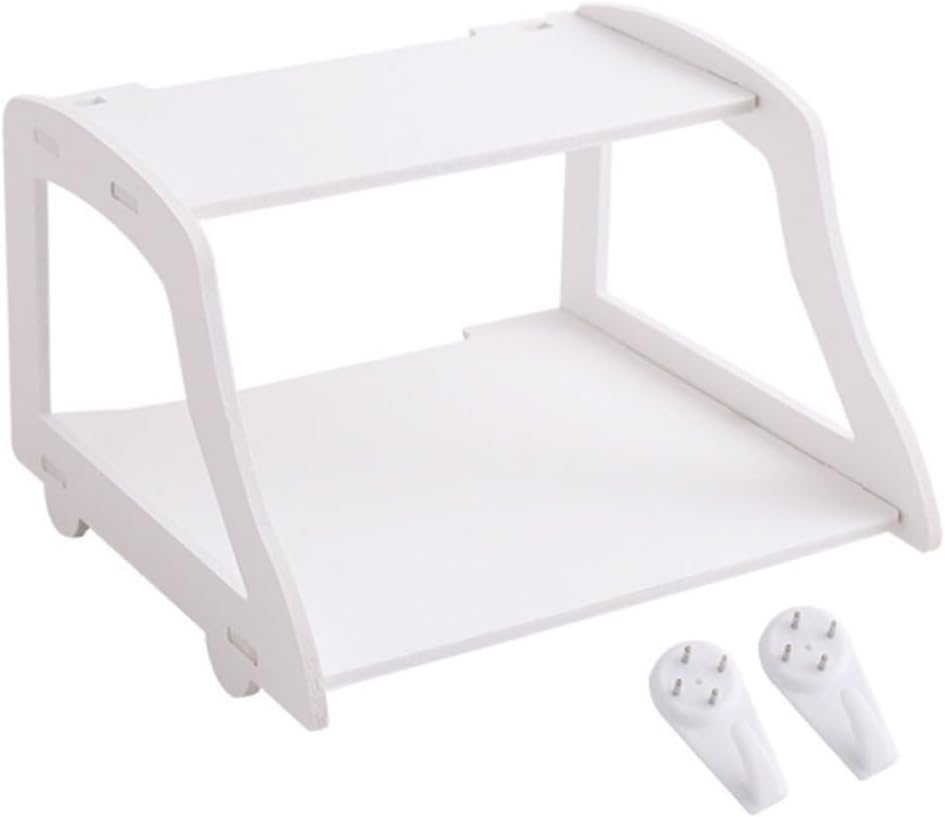 Wall-mounted Router Rack Storage Shelf Top-box and Household Devices Space-saving White Organizer for Home and Office