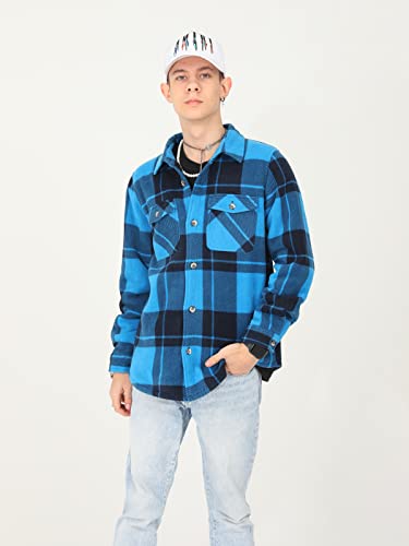 Image of ThCreasa Boys Sherpa Lined Plaid Button Shirt Jacket | Full Thermal Lining, Buffalo Plaid Shacket, Button Down, Family Matching Shirt, Dress Shirt Style, Cozy Winter Fall Outerwear