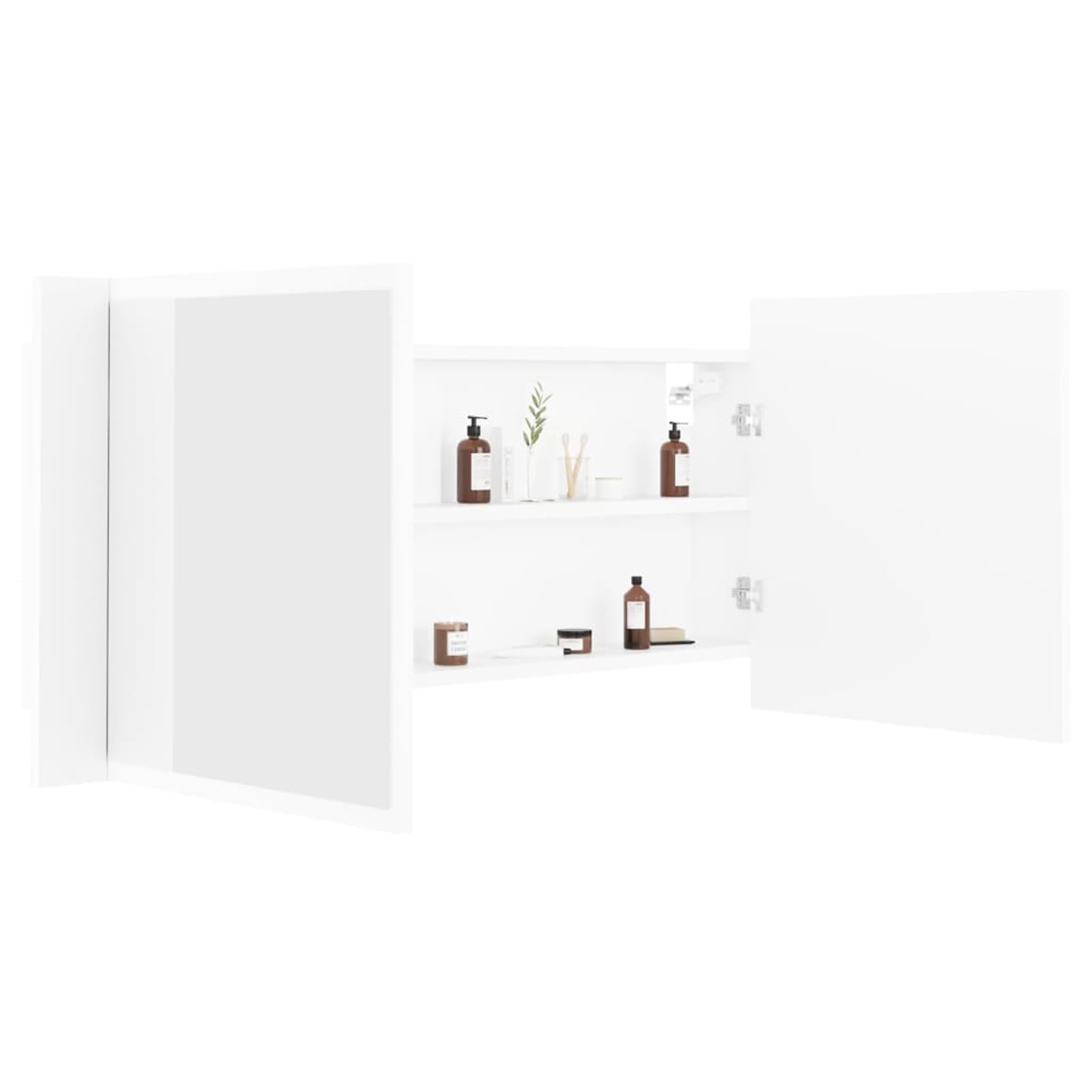 Gecheer LED-Bad-Spiegelschrank Weiß 100x12x45 cm Acryl, Deko Spiegel Bathroom Mirror für Badezimmer Make-up Rasur Wohnung Hotel804980