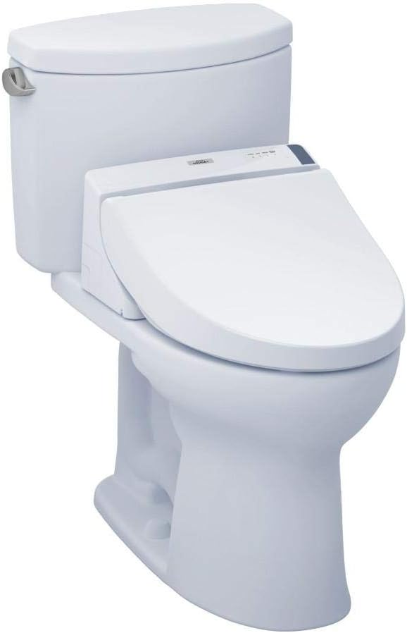 TOTO MW4542044CEFG#01 WASHLET+ Drake II Two-Piece Elongated 1.28 GPF Toilet and WASHLET C200 Bidet Seat, Cotton White - - 