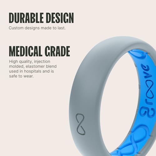Groove Life Thin Storm Grey Ring - Breathable Silicone Wedding Rings for Women, Unique Design, Comfort Fit Ring - Size 6 - Thumbnail 2