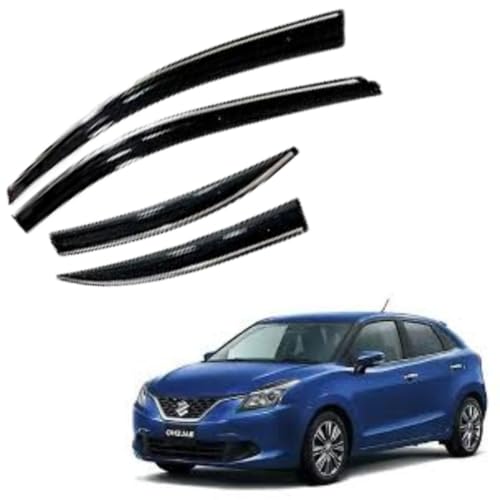 Image of CAR SAAZ Chrome Line Door Visor for BALENO (2015-2018) (Set of 4Pcs) | Wind Deflector, Rain Guard