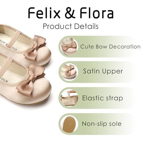 Image of Felix & Flora Toddler Flower Girl Dress Shoes - Girl Ballet Flats Party School Shoes Wedding