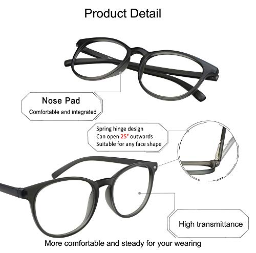 Image of YEIN Blue Light Blocking Glasses, Spring Hinge Photochromic Brown Sunglasses, Computer Reading Glasses, Gaming Glasses, TV Glasses for Women Men(Matte Gray,+1.75 Magnification)
