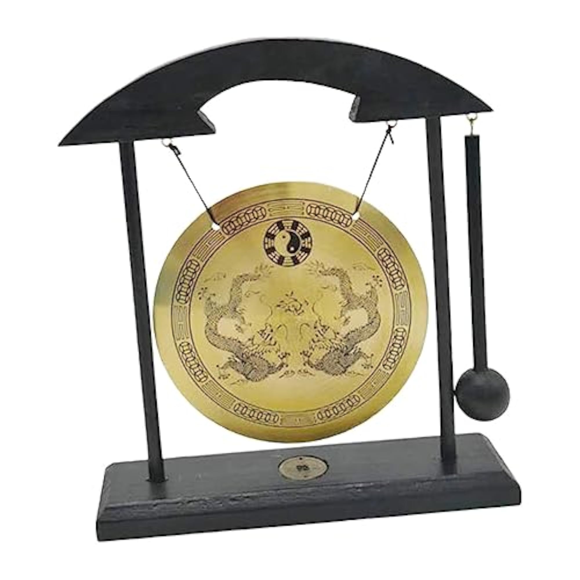 Mini Brass Gong Ornament for Office Desk Decoration