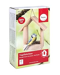 Rayher Comedero para pájaros, de madera, fácil de ...: Set para construir un comedero de pájaros para colgar o apoyarlo, hecho de madera al natural y con piezas que puedes decorar, te llevará un trocito de naturaleza a tu terraza, jardín o balcón Es un comedero amplio (19,5 x 9,8 x 25 cm) y fácil de mont...