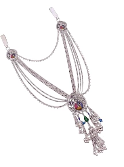 VIKAS ENTERPRISE Oxidized Multi Layer Chain Kamarbandh Judi Traditional Indian Belly Chain with Beaded Chains & Hanging Bell Challa Waist Key chain For Women-image-10