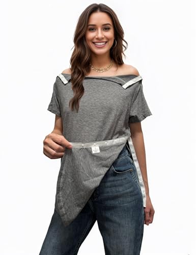 Youdiao Post Shoulder Surgery Shirt for Women Tear Away Snap Short Sleeve Rotator Cuff Recovery Must Haves Chemo Clothing