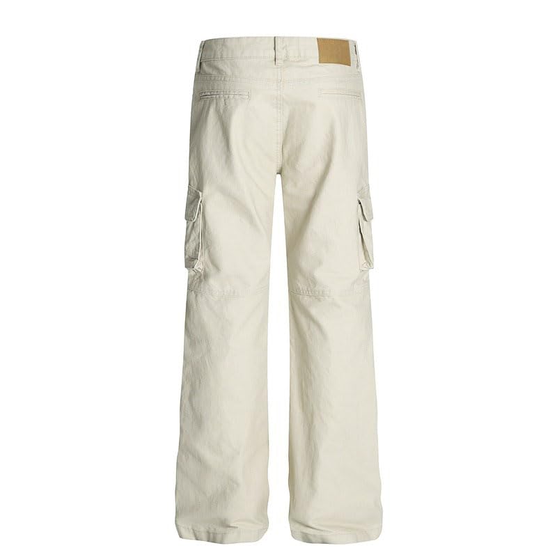 Men's Pants Loose Spring Summer American Retro White Multi-Pocket Straight Leg Cargo Trouser for Men2