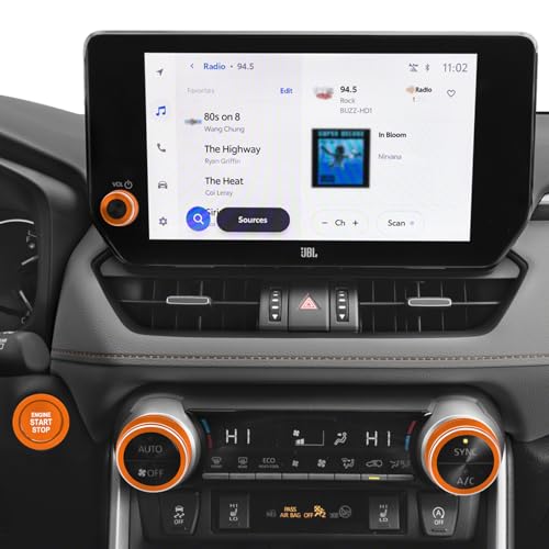 Image of for Toyota RAV4 /RAV4 Hybrid 2023 2024 2025 air Conditioning knob Cover, Start Button Cover Decorative Ring, Volume, Aluminum Alloy Decoration (RAV4, Orange)