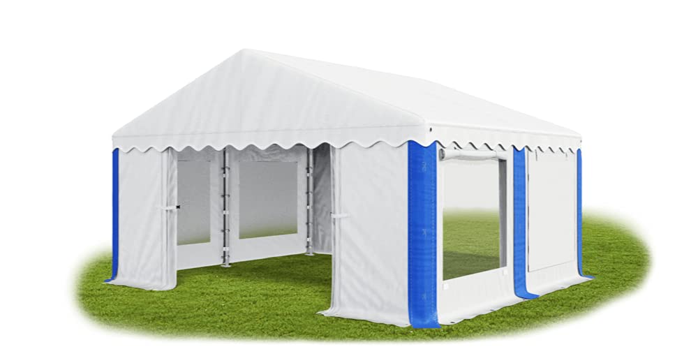 Tenda per Feste con 8 Pareti Laterali in Rete Blu 9x4 m HDPE