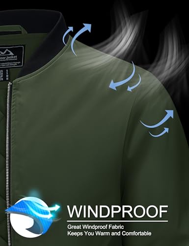 MAGCOMSEN Bomber Jackets for Men Winter Casual Quilted Jacket Warm Windproof Padded Jackets Zip Up Coats