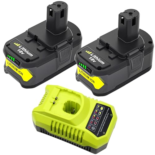 Image of 2Pack 18V 8.0Ah Battery Replacement for Ryobi 18V Battery with Charger | Compatible with Ryobi 18V Battery Power Tools P108 P117 P102 P103 P106 P109