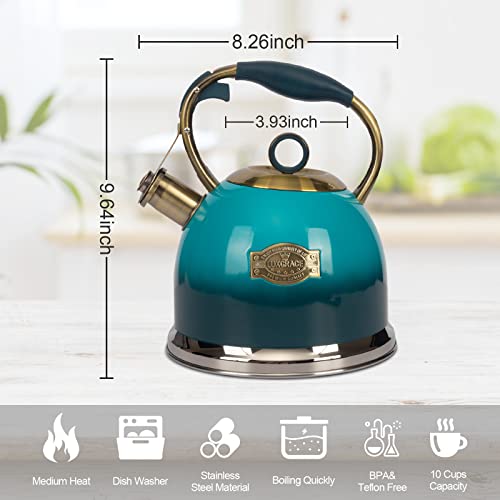 image for LUXGRACE Tea Kettle -3.0 Quart Tea Kettles Stovetop Whistling Teapot S