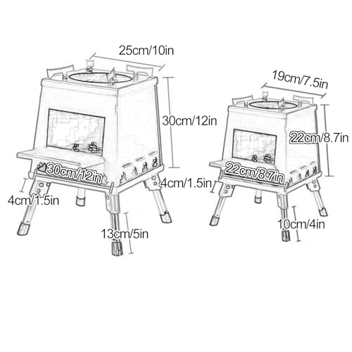 Stufa a legna portatile – Riscaldatore compatto da esterno per cucinare, barbecue, escursionismo, viaggi, picnic – Design efficiente per un uso versatile