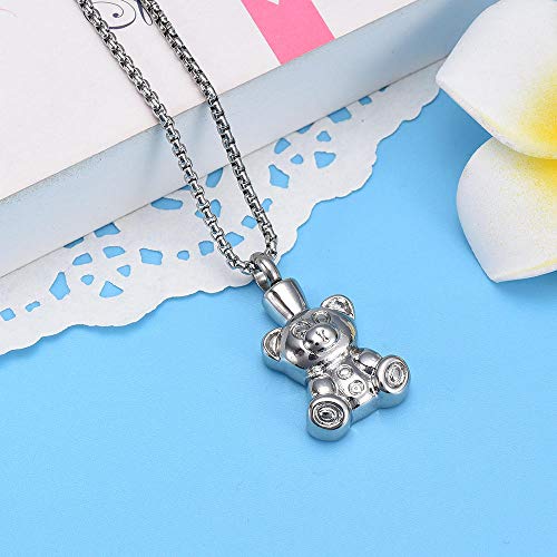 Collier urne de crémation ours en acier inoxydable durable pour cendres - 3