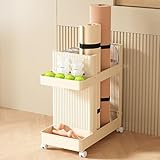 JAYGOVAN Yoga Mat Storage Rack Home Gym Equipment Workout Equipment Organizer Yoga Mat Holder for Dumbbell,Kettlebell,Foam Roller Women Men Fitness Exercise Equipment Organization with Wheels(Yellow)