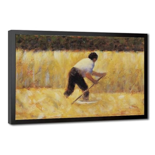 Georges Seurat poster Le Faucheur impression sur toile 50x75 cm avec cadre