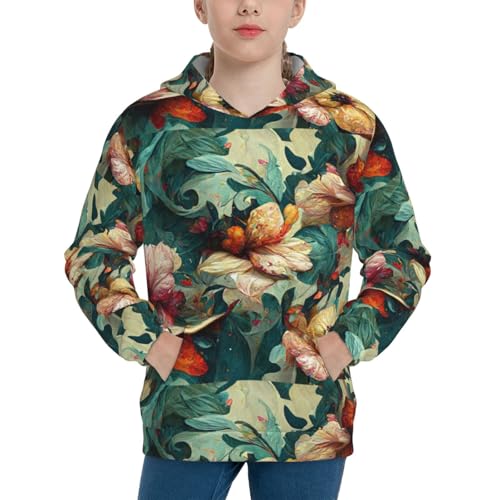 Artistic Abstract Flower Kid Hoodies Boys Sweatshirts Girls Pullover with Pocket