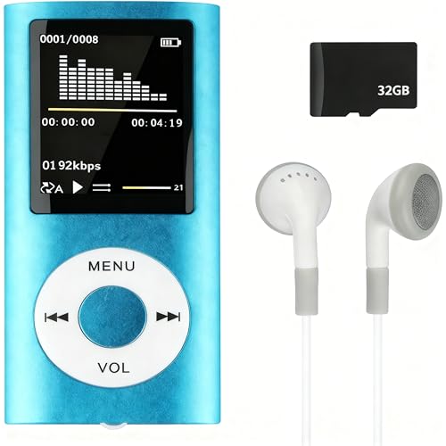 MP3 Lettore Musicale HiFi Portatile Senza Perdita Con, Blu, Con Schermo LCD Da 1,8 Pollici E Slot Di Memoria, Max Support 32 GB Memory Card, Dispositivo Multifunzionale Per Sport E Bambini