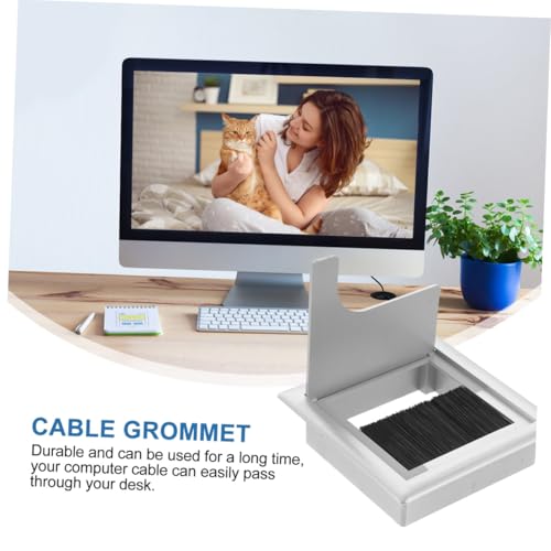 TEHAUX 4 piezas Tapas para Orificios de Cable con Cepillo de Plástico para Escritorios, Bordes Redondeados, Gestión de Cables para Computadoras, Uso en Hogar y Oficina miniatura 6