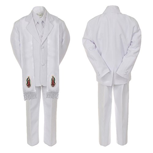 Image of Baby Boy Communion Formal Suit Gold Guadalupe Maria Virgin Mary on Stole SM-20