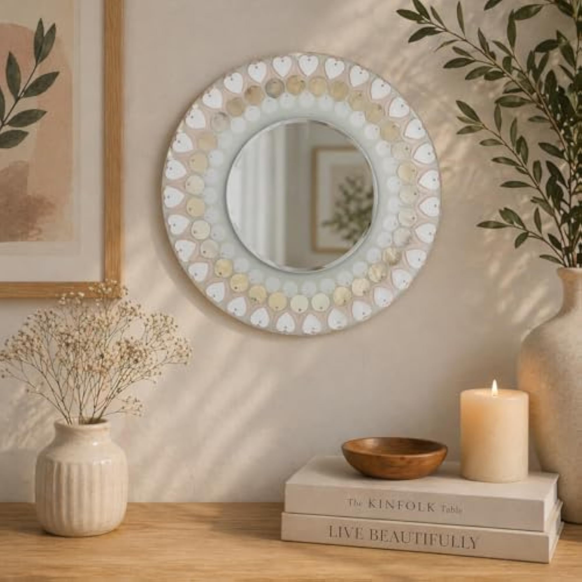 Resin Decorative Wall Mirror with Sequins Design