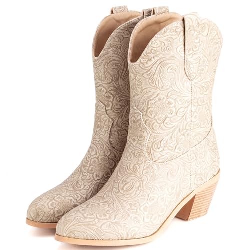 Vintage Print Cowboy Boots for Women